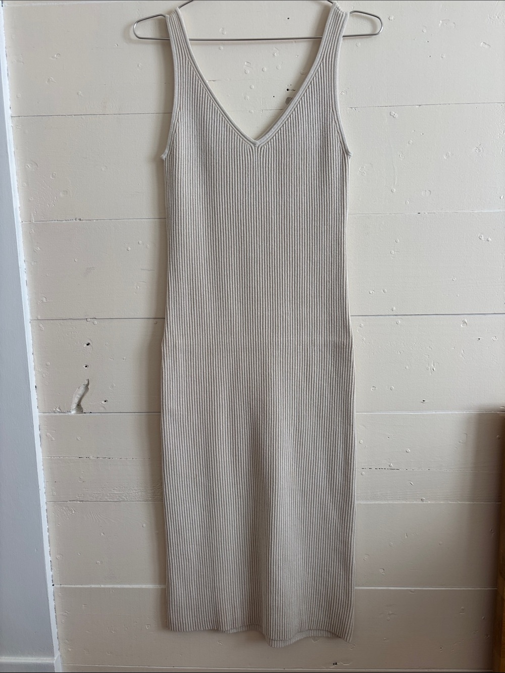 Reformation Sleeveless Ribbed Midi Dress in Cream - S